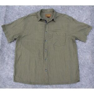 Horny Toad Men's Green Knit Short Sleeve Cotton Button Sown Shirt Size XL